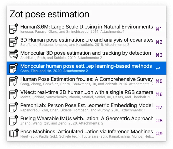 Alfred using the Zotero plugin