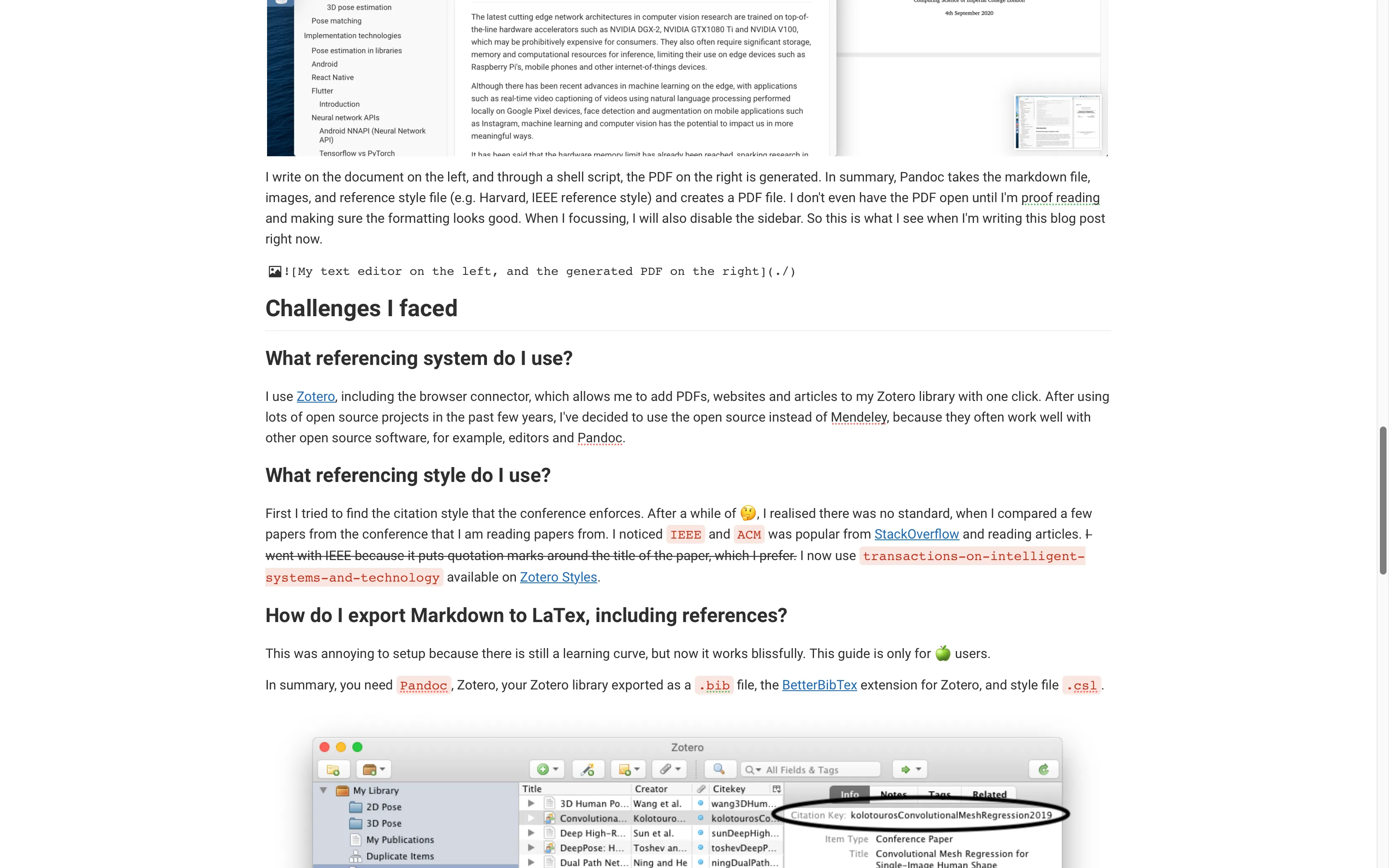 My text editor on the left, and the generated PDF on the right